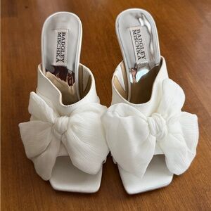 Badgley Mischka Bridal Ivory Bow Mules